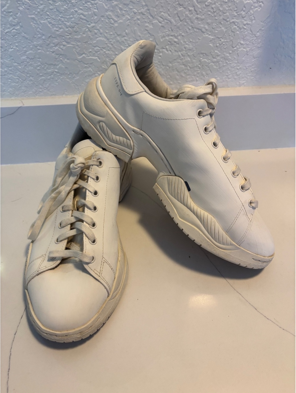 OAMC White Low Top Leather Sneakers Size 9